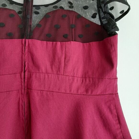 TORRID / Fitted Stretchy Peplum Top w/ Mesh Yoke Sweetheart Pink Sz L Flawed - Picture 8 of 11